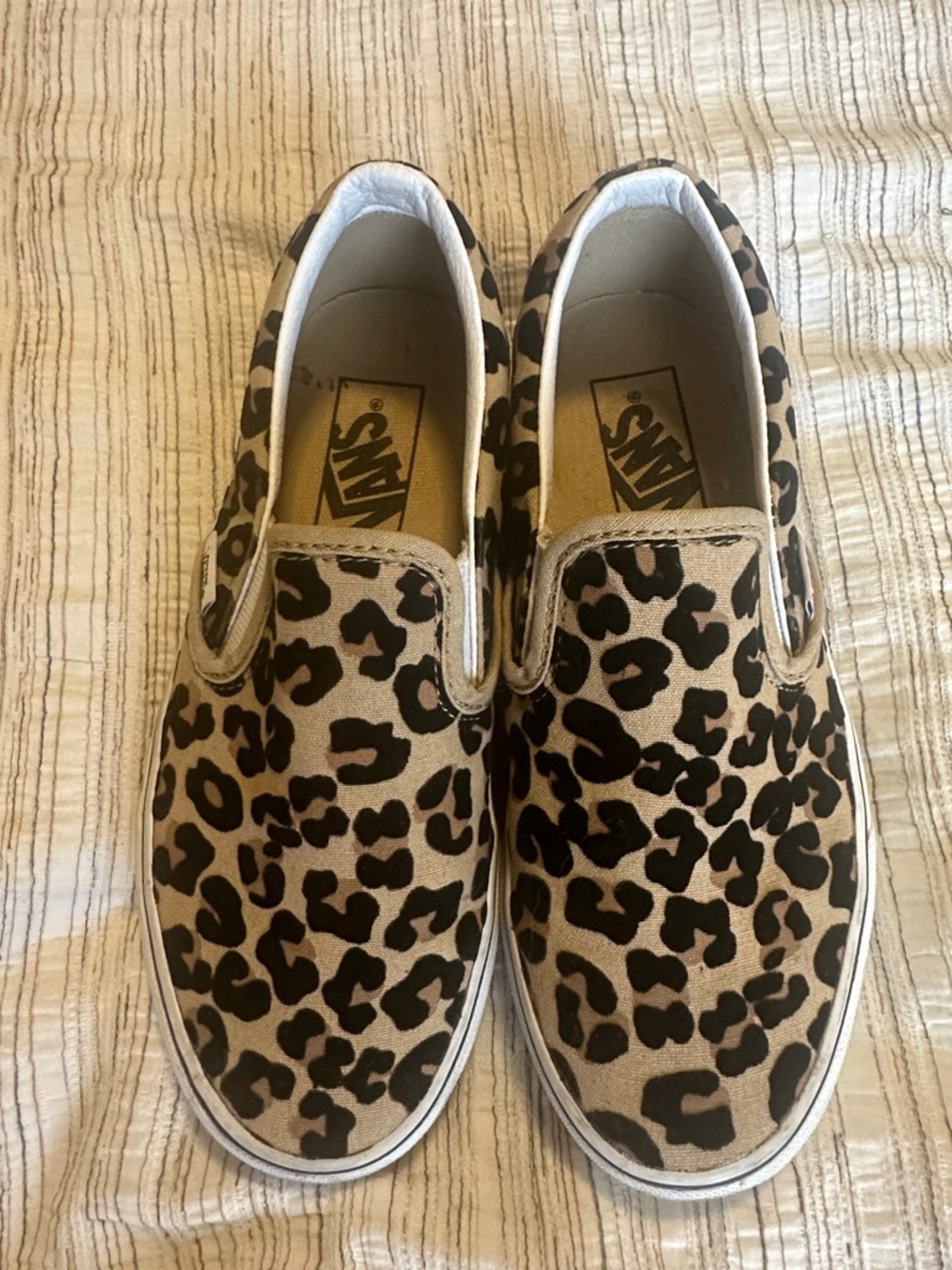 Vans Slip-On Sneakers in Leopard Print Brown and Black